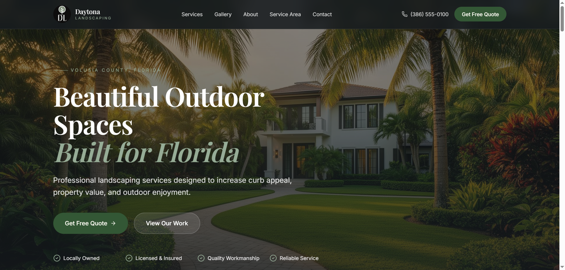 Daytona Landscaping website preview